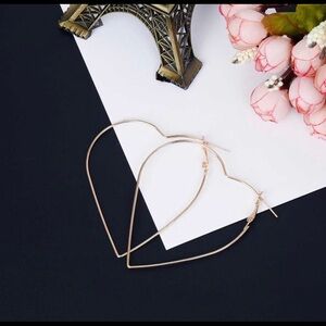Boutique Heart Hoop Earrings Gold Color